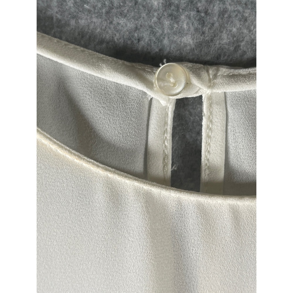 Lush Women Ivory White Sleeveless High Low Blouse Keyhole Back Side Slit Small - Picture 5 of 13